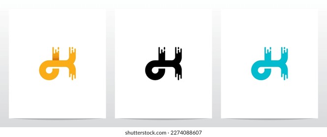 Circuit Paint Lines Letter Logo Design K