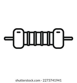 Vector de contorno de icono de resistencia de circuito. Condensador de chip. Placa de energía