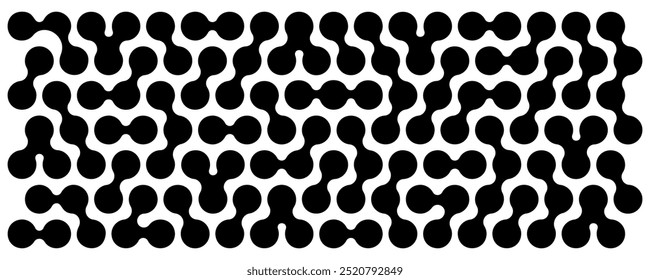 Circuit scheme. Metaballs pattern. Liquid drops, organic blobs or morph shapes background. Neurons or molecules net isolated on white background. Trendy abstract print. Vector graphic illustration.