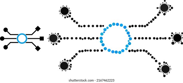 Circuit scheme mosaic icon. Vector mosaic is made from scattered covid items. Covid mosaic circuit scheme icon. Circuit scheme mosaic for pandemic templates.