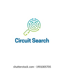 Circuit Search Logo and Icon. Playful logo featuring a magnifying glass which is also a circuit.  Vector Illustration.