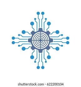 Circuit tech element. Electronics icon.