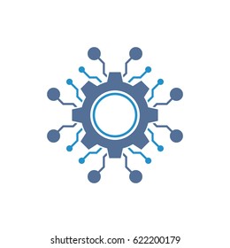Circuit tech element. Electronics icon.