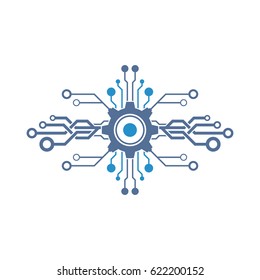 Circuit tech element. Global communication and connection sign. Circuit element. Electronics icon. 