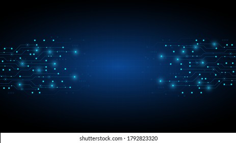 Fondo de tecnología de circuitos con sistema de conexión de datos digitales de alta tecnología y electrónica de computadora