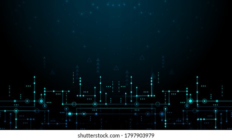 Circuit technology background with hi-tech digital data connection system and computer electronic desing