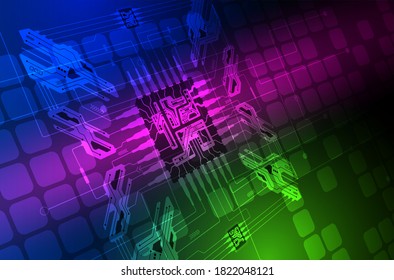 Circuit technology background with hi-tech digital data connection system and computer electronic design