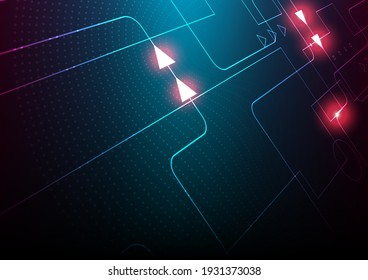 Fondo de tecnología de circuitos con sistema de conexión de datos digitales de alta tecnología y diseño electrónico por computadora