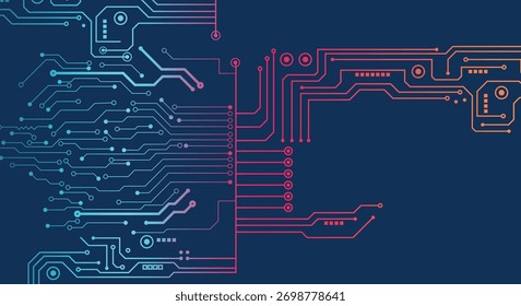 Plano de fundo de tecnologia de circuitos com sistema de conexão de dados digital de alta tecnologia e design eletrônico de computador.