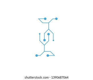 Circuit technology cable logo vector