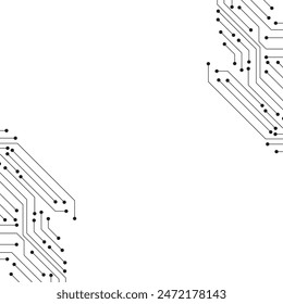 Circuit Technology Frame Border. Circuit Board Lines Element Design Isolated on Transparent Background