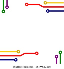 Circuit technology frame lines modern with colourful theme. Geometric frame cyberspace theme. Suitabe for print or digital usage vector illustration EPS10