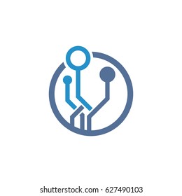 Circuit technology logo. Technical sign. Electronics icon. 