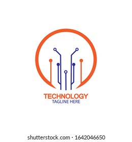 circuit technology logo vector template-vector