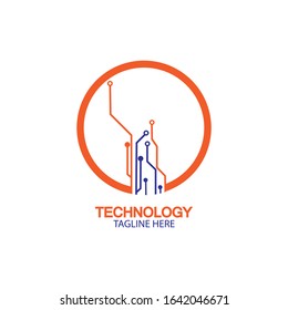 circuit technology logo vector template-vector