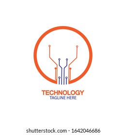 circuit technology logo vector template-vector