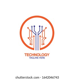 circuit technology logo vector template-vector