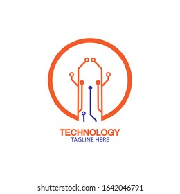 circuit technology logo vector template-vector