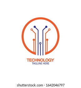 circuit technology logo vector template-vector