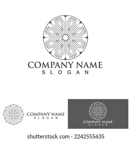 circuit technology logo vector template-vector