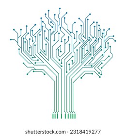 Circuit Technology Tree Vector Icon