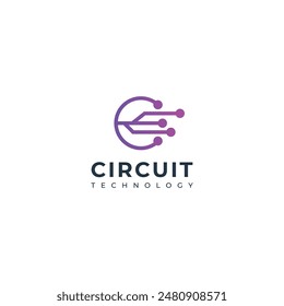 Circuit technology vector logo design.