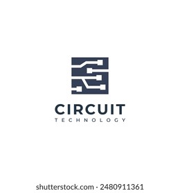 Circuit technology vector logo design.