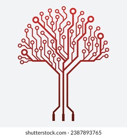 Tecnología de datos del árbol de circuitos sobre fondo blanco. Conexión a Internet de circuito digital.