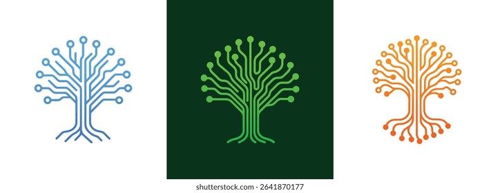 Circuit Tree A Futuristic Digital Logo