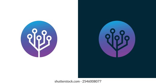 Design de logotipo de árvore de circuito simbolizando a inovação digital