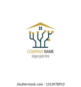 circuit tree logo technology vector template