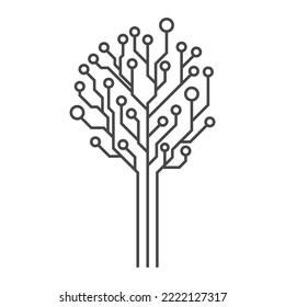 Diseño del logotipo técnico del árbol de circuitos. Icono de negocio del concepto de tecnología digital innovadora. 