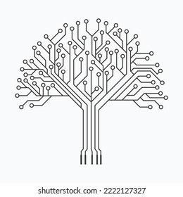 Circuit tree tech logo design. Innovative digital technology concept business icon. 