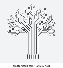 Circuit tree tech logo design. Innovative digital technology concept business icon. 