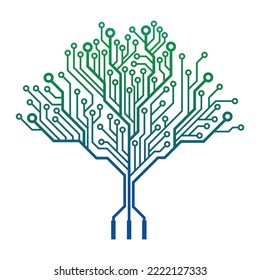 Circuit tree tech logo design. Innovative digital technology concept business icon. 