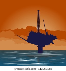 Circuit works the oil industry. Illustration on the extraction and processing of natural resources.