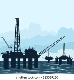 Circuit works the oil industry. Illustration on the extraction and processing of natural resources.