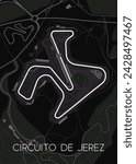Circuito de Jerez racing track map poster