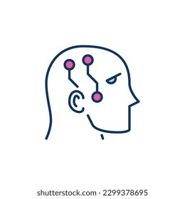 Circuits in Human Head vector Robot Learning concept colored icon or sign