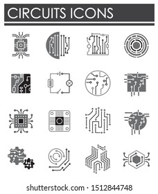 Circuits icon on background for graphic and web design. Simple illustration. Internet concept symbol for website button or mobile app.