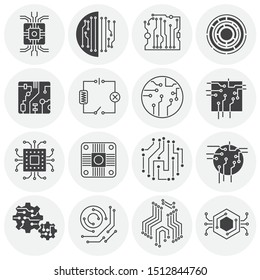 Circuits icon on background for graphic and web design. Simple illustration. Internet concept symbol for website button or mobile app.