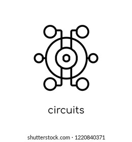 Circuits icon. Trendy modern flat linear vector Circuits icon on white background from thin line hardware collection, editable outline stroke vector illustration