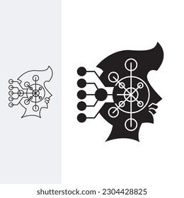 circuits Intelligence logo design template sign. monoline style and silhouette stylish.