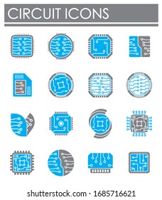 Circuits related icons set on background for graphic and web design. Creative illustration concept symbol for web or mobile app.