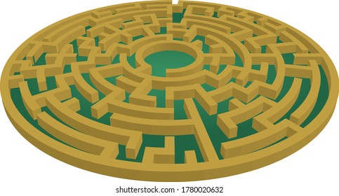 A circular 3D Maze in perspective. Vector Illustration