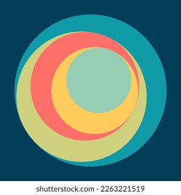 Circular abstract art geometric background with retro colourful color.