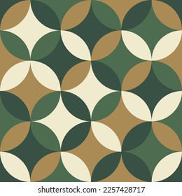 Circular abstract background design in minimalistic Bauhaus style. Vector seamless pattern with vintage colors. ready to use for textile, cloth, wrap and other.