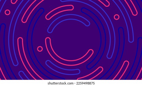 Circular abstract background design in minimalistic modern style. Vector pattern with neon colors and copy space.