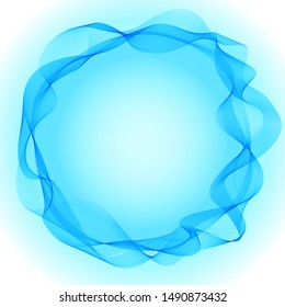 Circular abstract blue wave background.