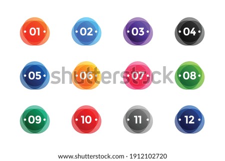 circular abstract bullet points numbers from one to twelve